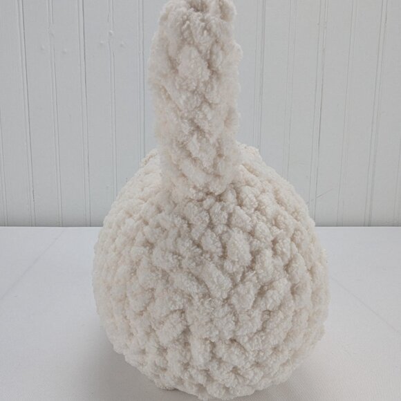 Amigurumi Crochet White Loaf Cat Plush 8" Stuffed Animal Black Eyes Nose Whisker - Picture 5 of 8